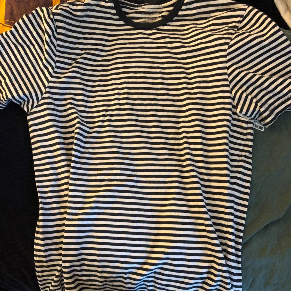 Navy White Striped TShirt Large
